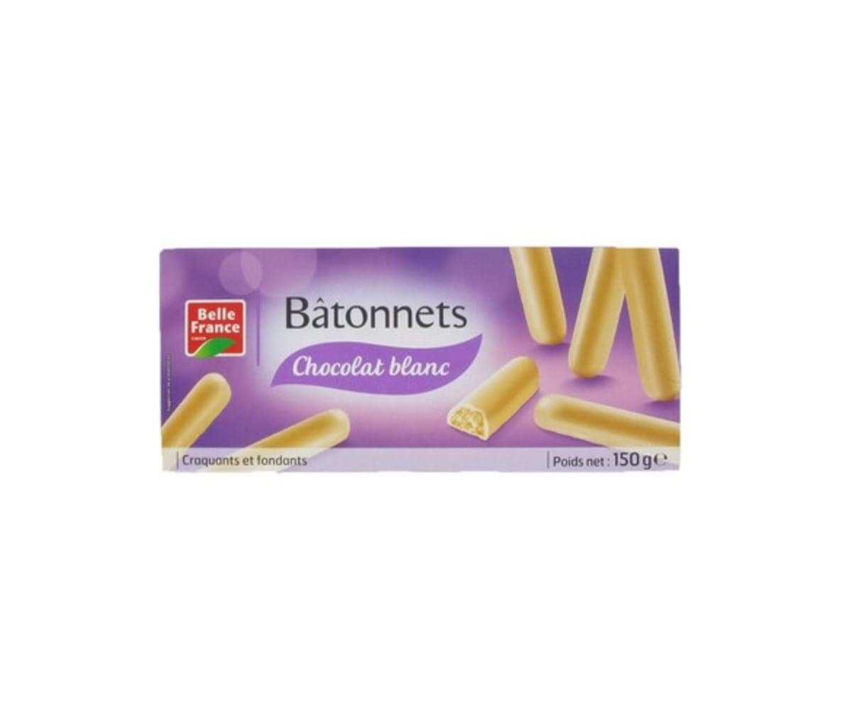 Bâtonnet, au chocolat blanc, croquants et fondants, Belle France, 150g