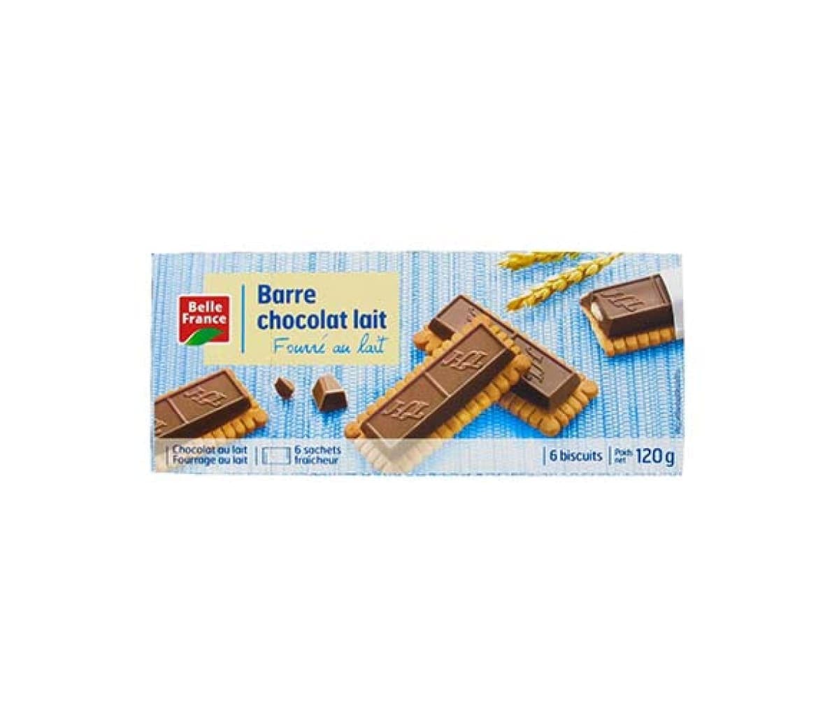 Biscuit, Barre chocolat lait, Belle France, 120g