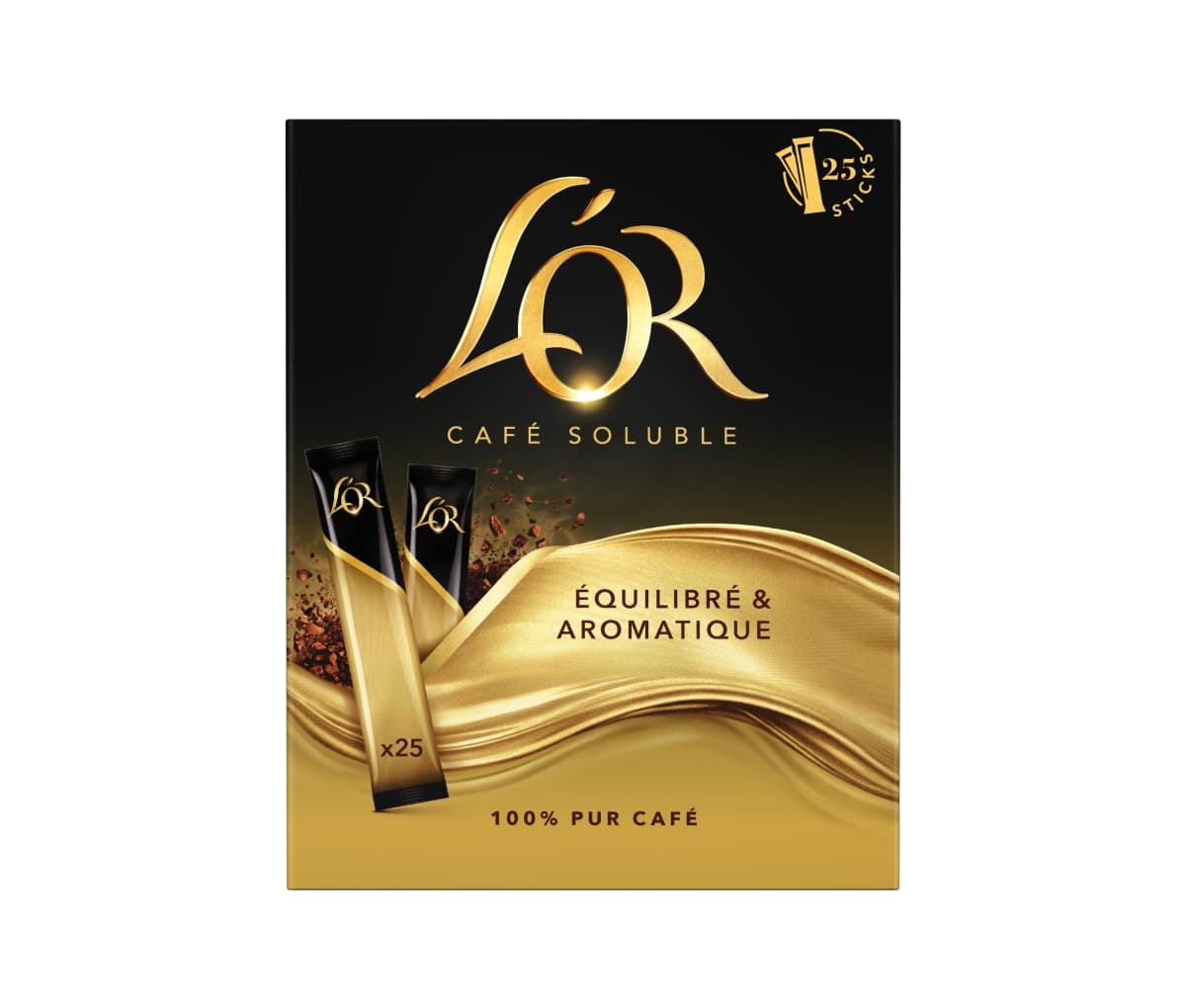 Café, Soluble, Équilibré & Aromatique, L'OR, Paquet de 25sticks
