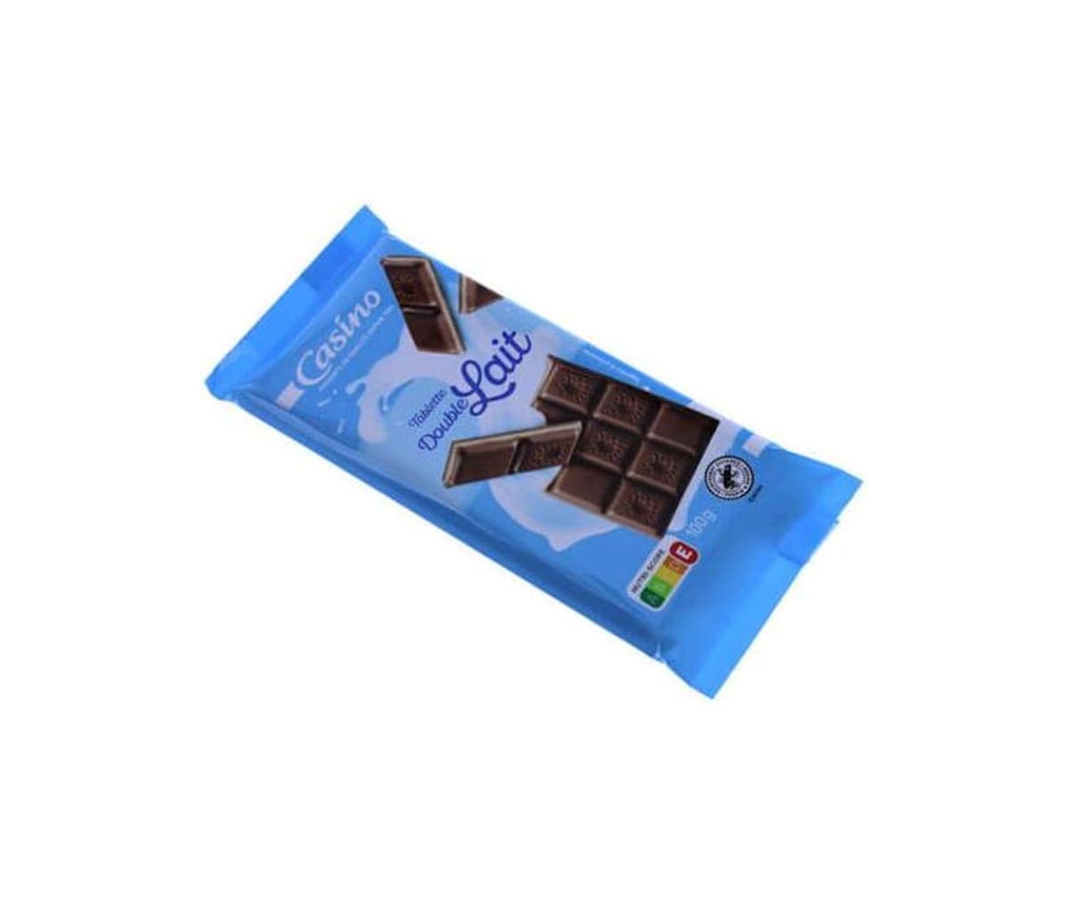 Chocolat au lait, double tablette, Casino, 100g