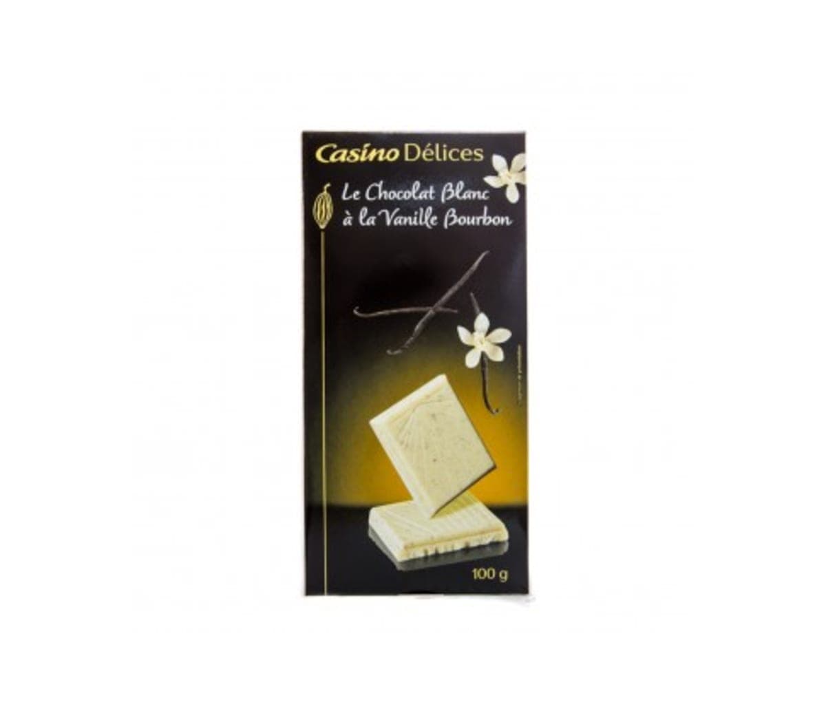 Chocolat blanc, à la vanille bourbon, Casino, 100g