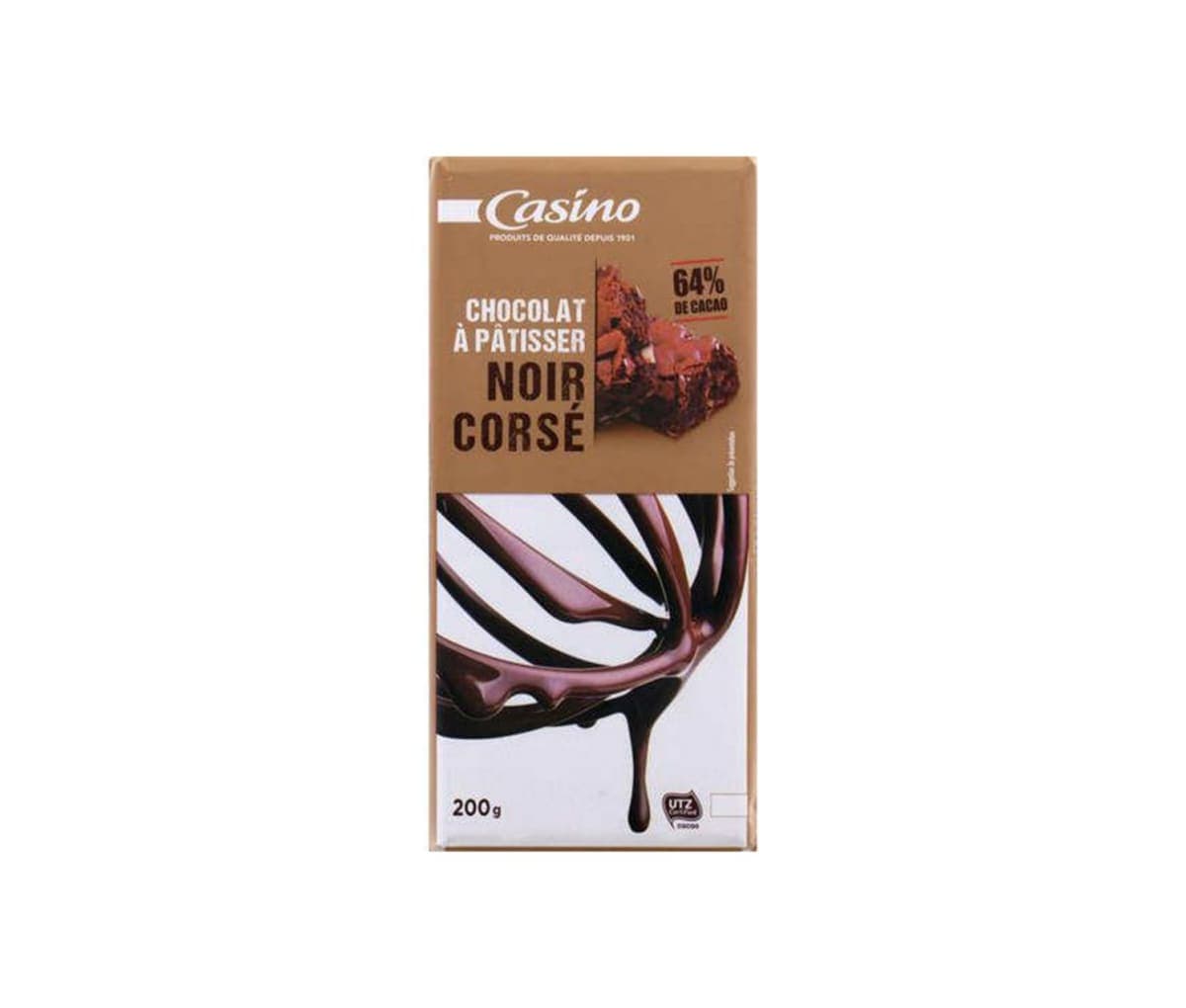 Chocolat noir corsé, à pâtisser,Casino, 200g