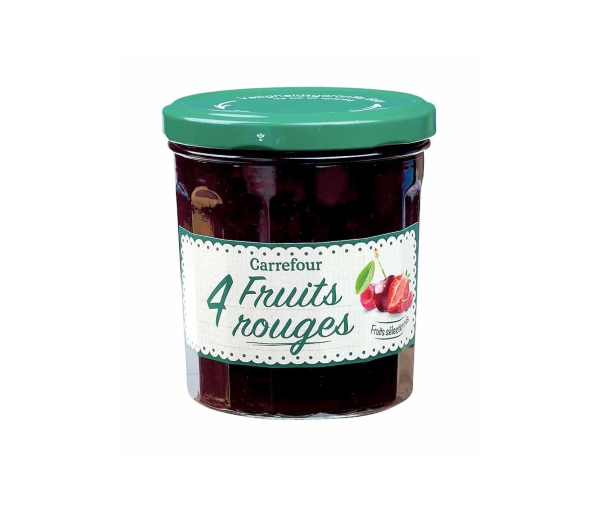Confiture cerise, 4 fruits rouges, Carrefour, 370g