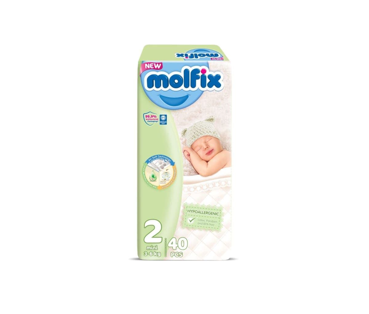 Couche, 3-6kg mini, Taille 5, Molfix, 40 pcs
