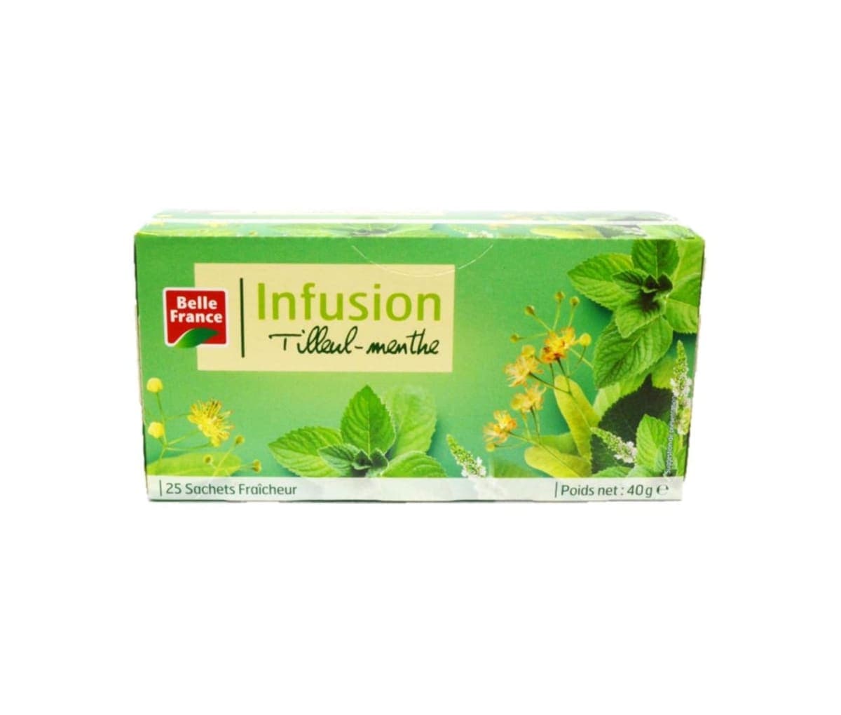 Infusion, Tilleul-Menthe, Belle France, Paquet de 25 sachets