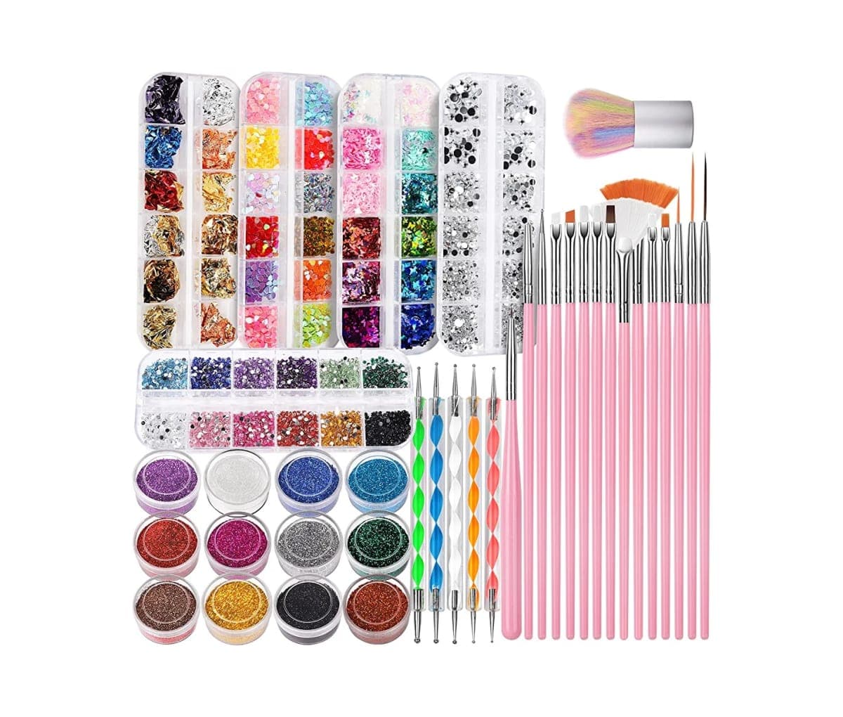 Kit art ongles, FANDAMEI, pinceaux, pointillage, paillettes