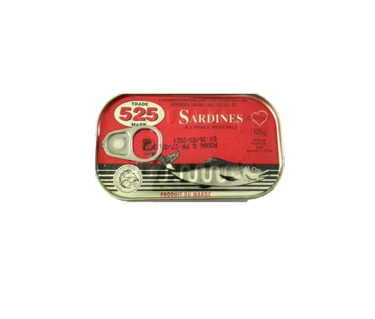 Sardines, à huile végétale 525, 125g