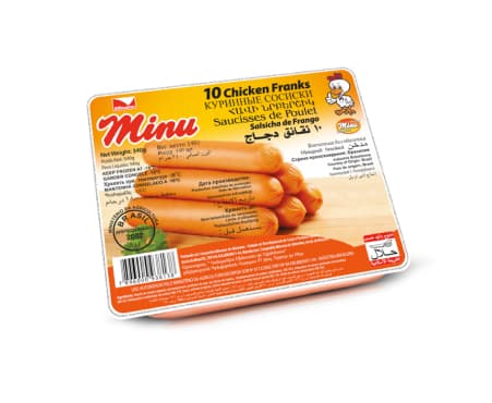Saucisse de poulet, Chicken flanks, Minu, Paquet de 10