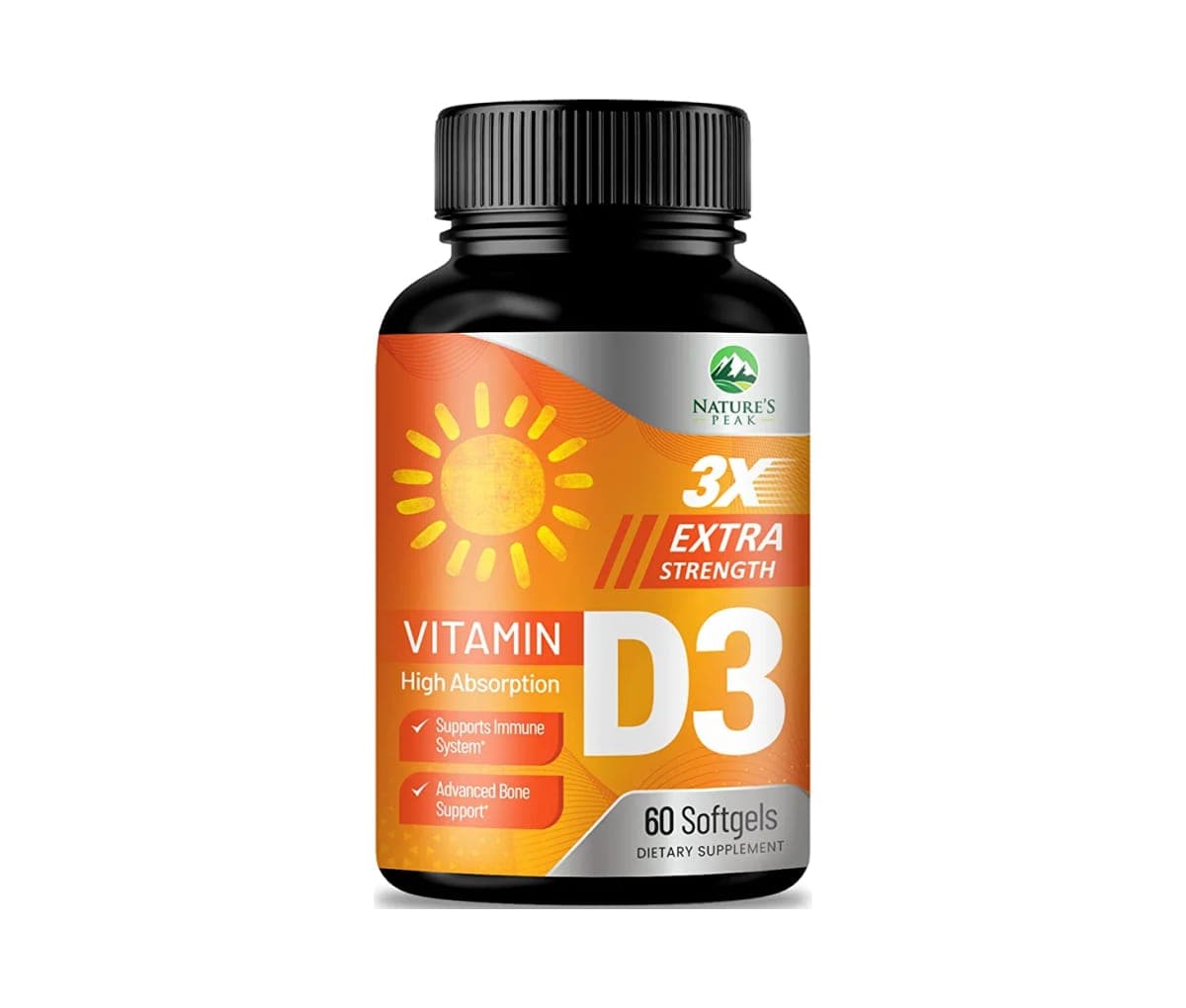 Vitamine, D3 Extra Strength, 5000 IU, Nature's Peak, 60 comprimés